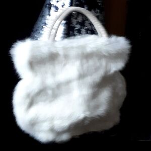 New Danier white fur bag